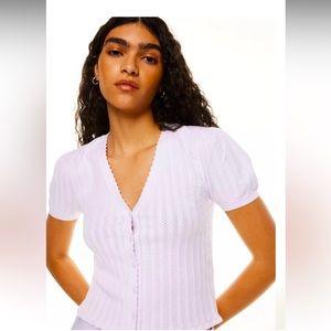 Wilfred estilo cardigan, size medium, ice lilac.